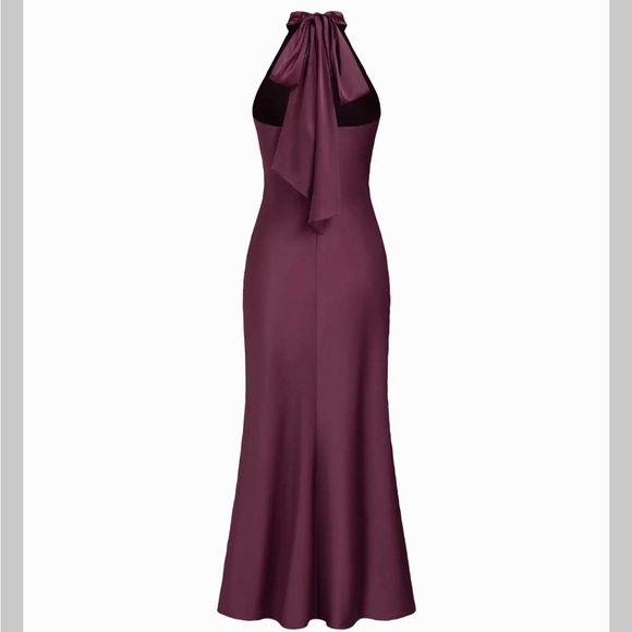 Cider SATIN HALTER NECKLINE BACKLESS MAXI DRESS XS EX5-15 - Picture 5 of 7